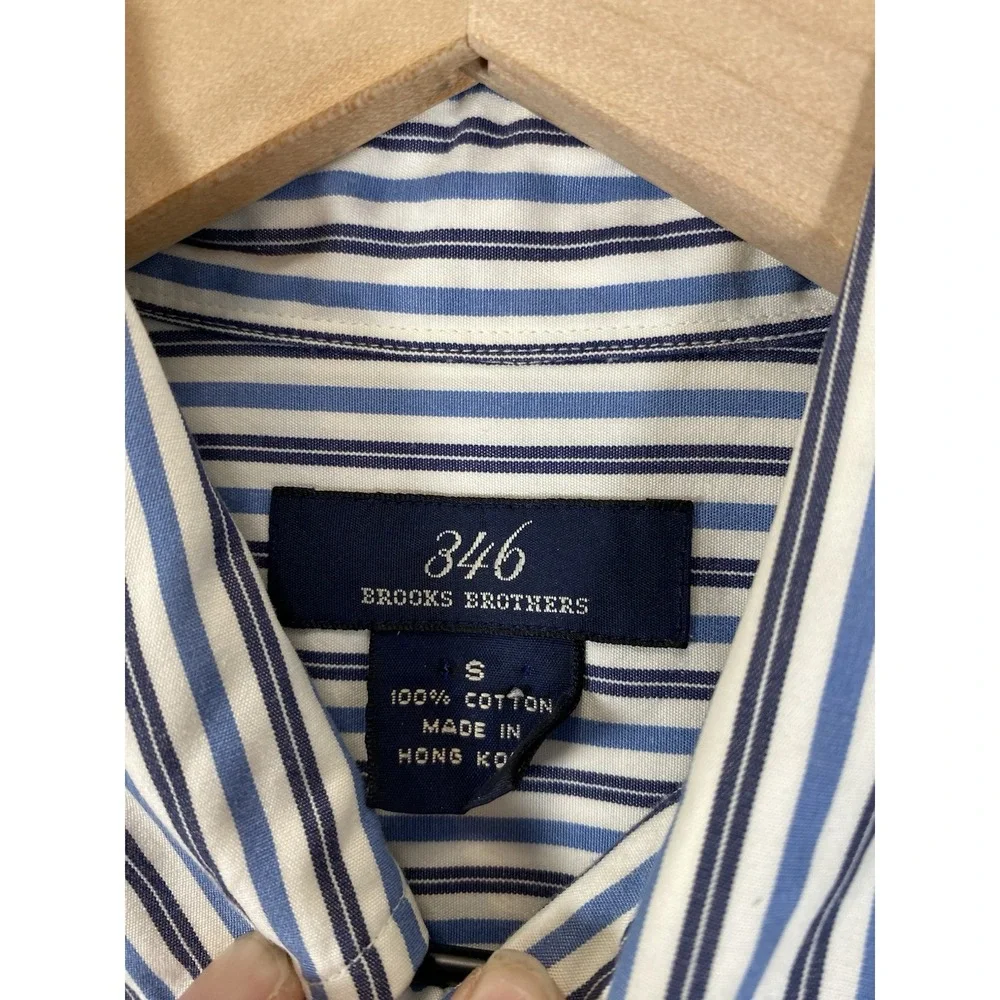 Vintage Brooks Brothers 346 Shirt Mens Small Striped *STAIN* Short Sleeve